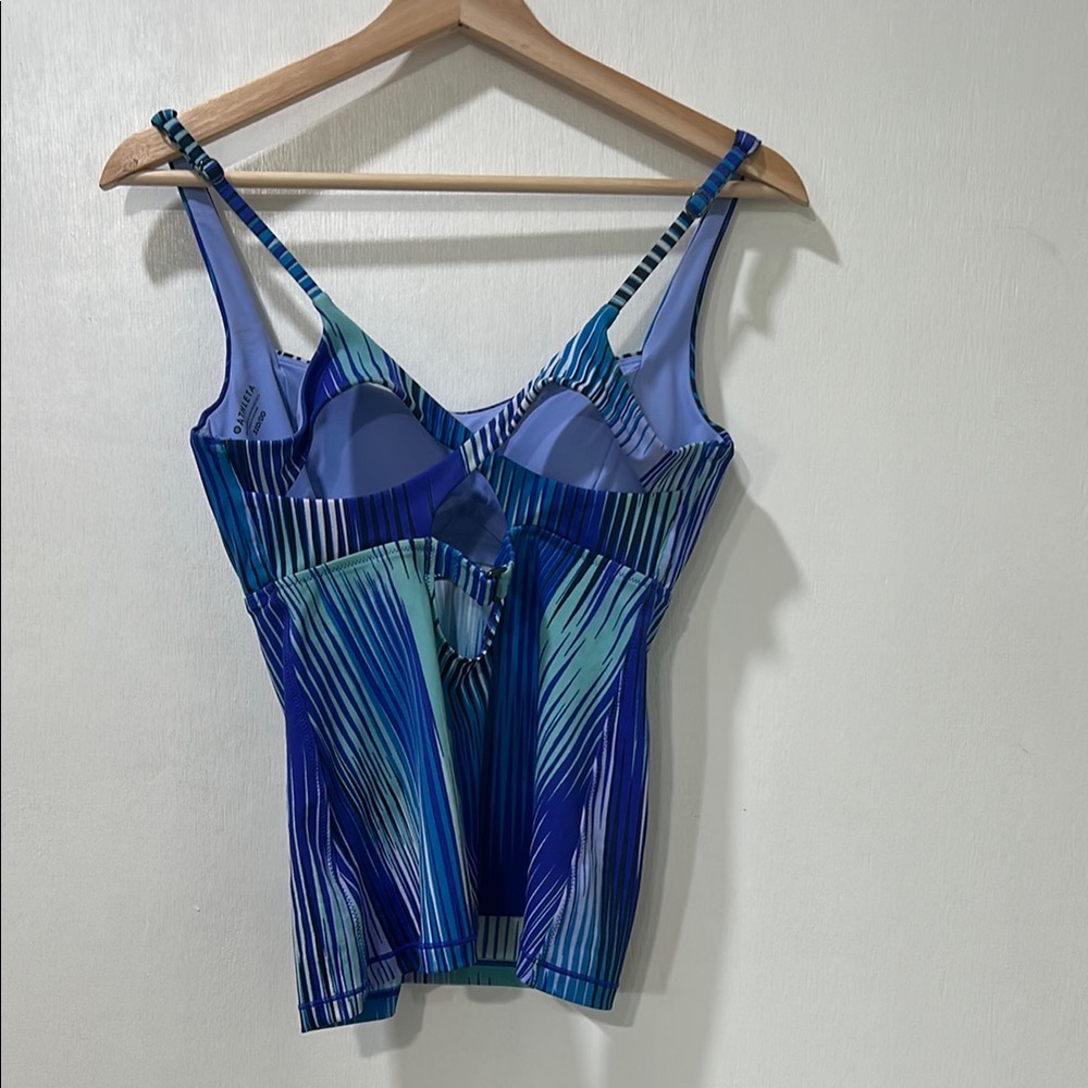 ATHLETA WOMENS IBAZA ENTWINED TANKINI TOP COOL MULTI Sz 32D/DD - Picture 2 of 14